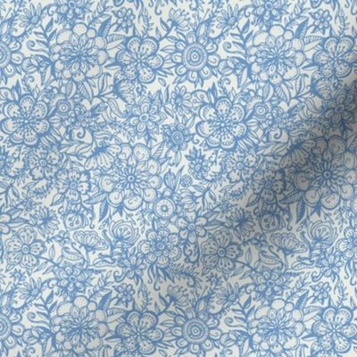 Ditsy Doodle Floral in Light Blue & Cream