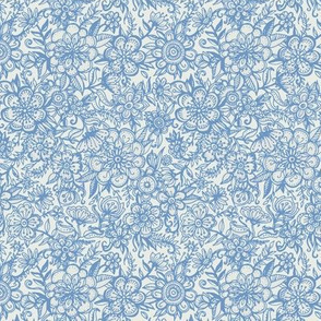 Ditsy Doodle Floral in Light Blue & Cream