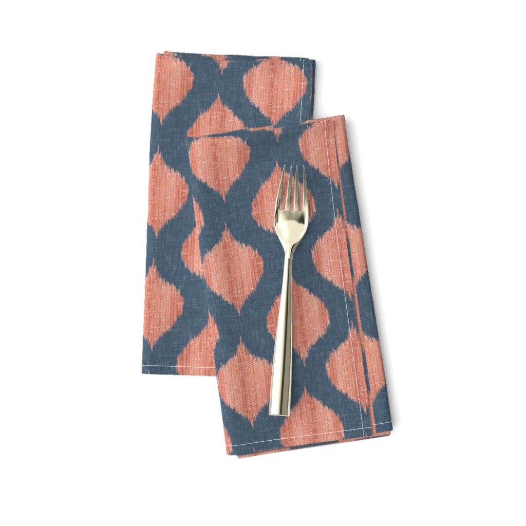 Small Scale Lela Ikat in Navy and Coral