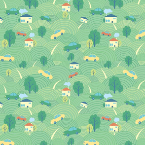 Landscape cartoon seamless pattern