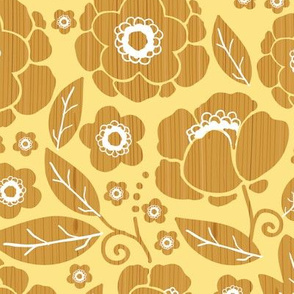 Wooden Flowers Seamless Pattern