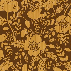 Wooden Flowers Seamless Pattern