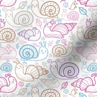 Cute colorful doodle snails