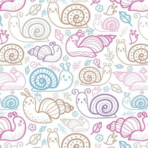Cute colorful doodle snails