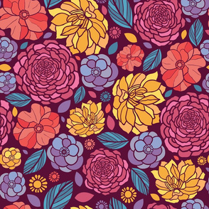 Summer Flowers Seamless Pattern