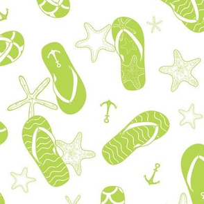 nautical flip flops green seamless pattern 