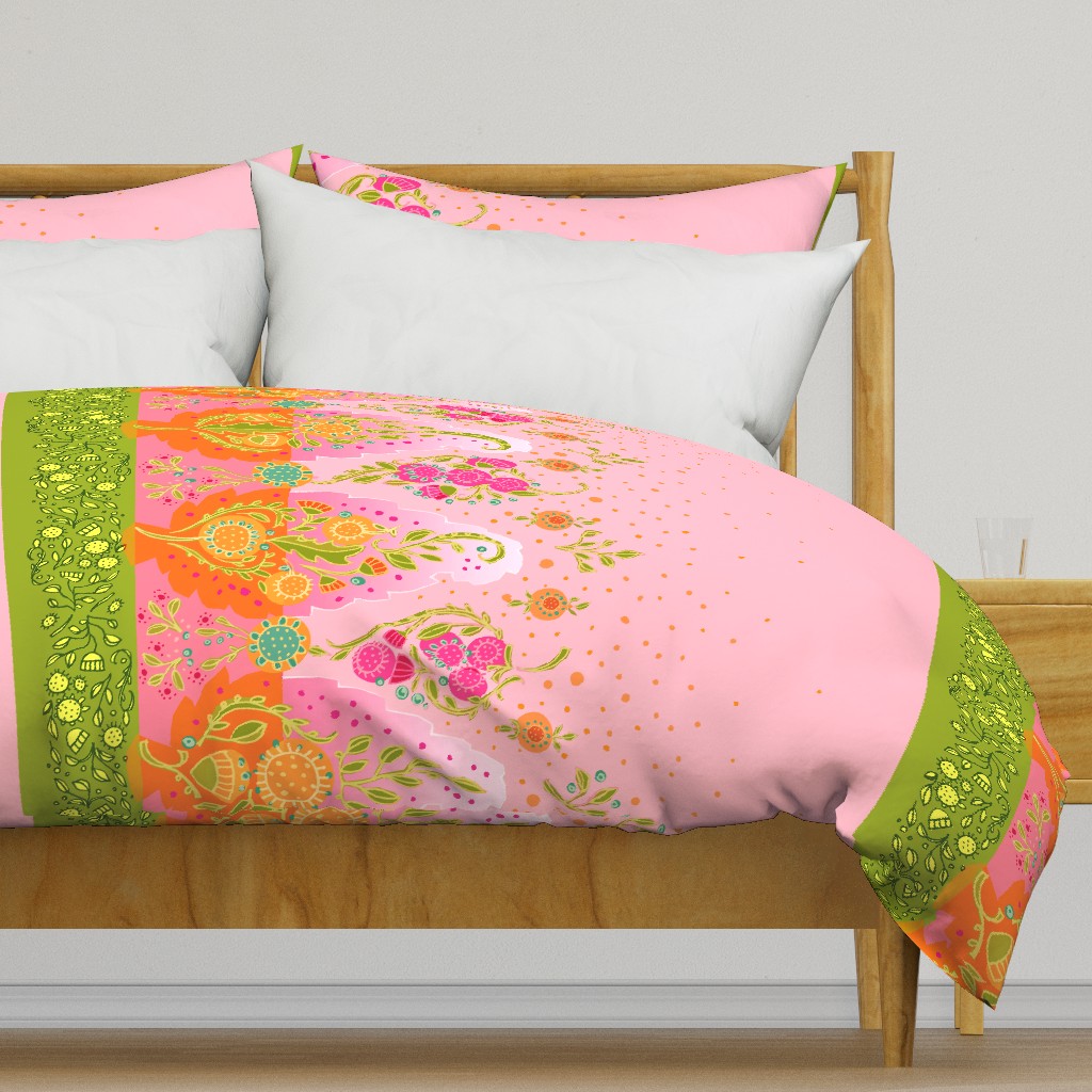 Yasmeen Floral Paisley Border_Light Pink