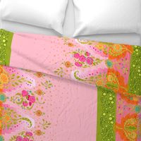 Yasmeen Floral Paisley Border_Light Pink