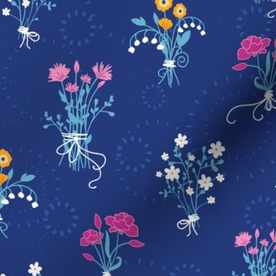 Fresh flower bouquets seamless pattern