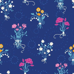 Fresh flower bouquets seamless pattern