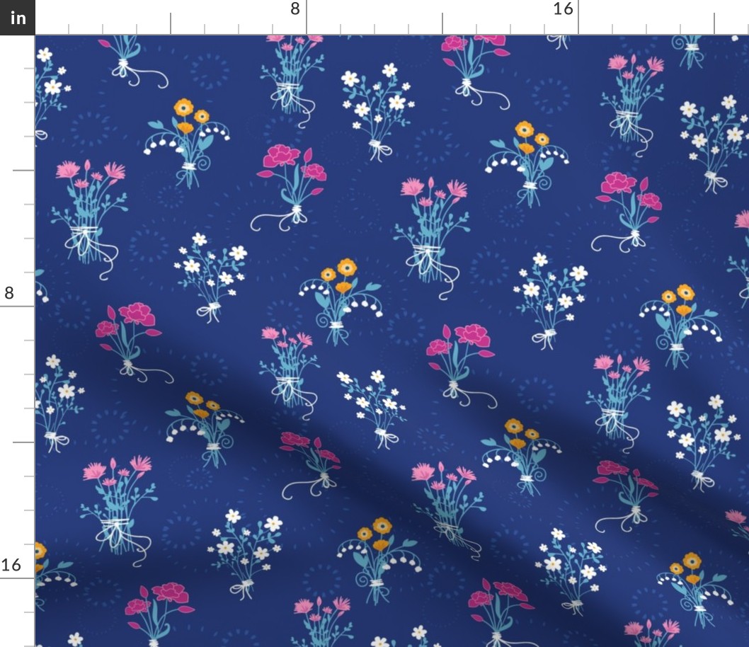 Fresh flower bouquets seamless pattern