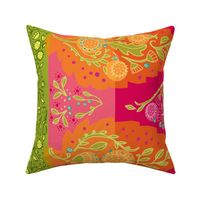 Yasmeen Floral Paisley Border_Hot  Pink