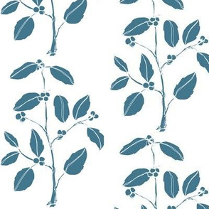 Leafy leaves and  berries in blue