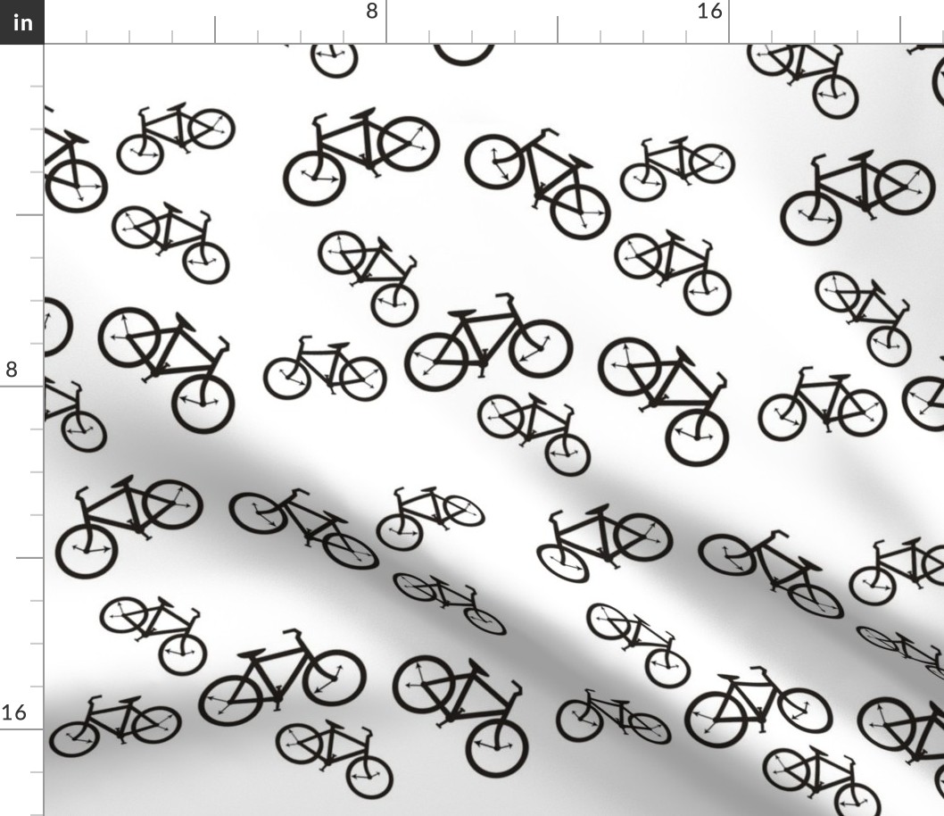 Fahrrad, schwarz, grafisch, verspielt, Zeitreise, Uhr, weiß, Zeit, Grafik, Fahrrad  Stoff, wunderlich, Großdruck, in großem Maßstab wiederholt Stoffe |  Spoonflower