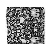 Bursting at the Seams - Black, White & Gray - Possible Cheater Quilt / Large Scale 