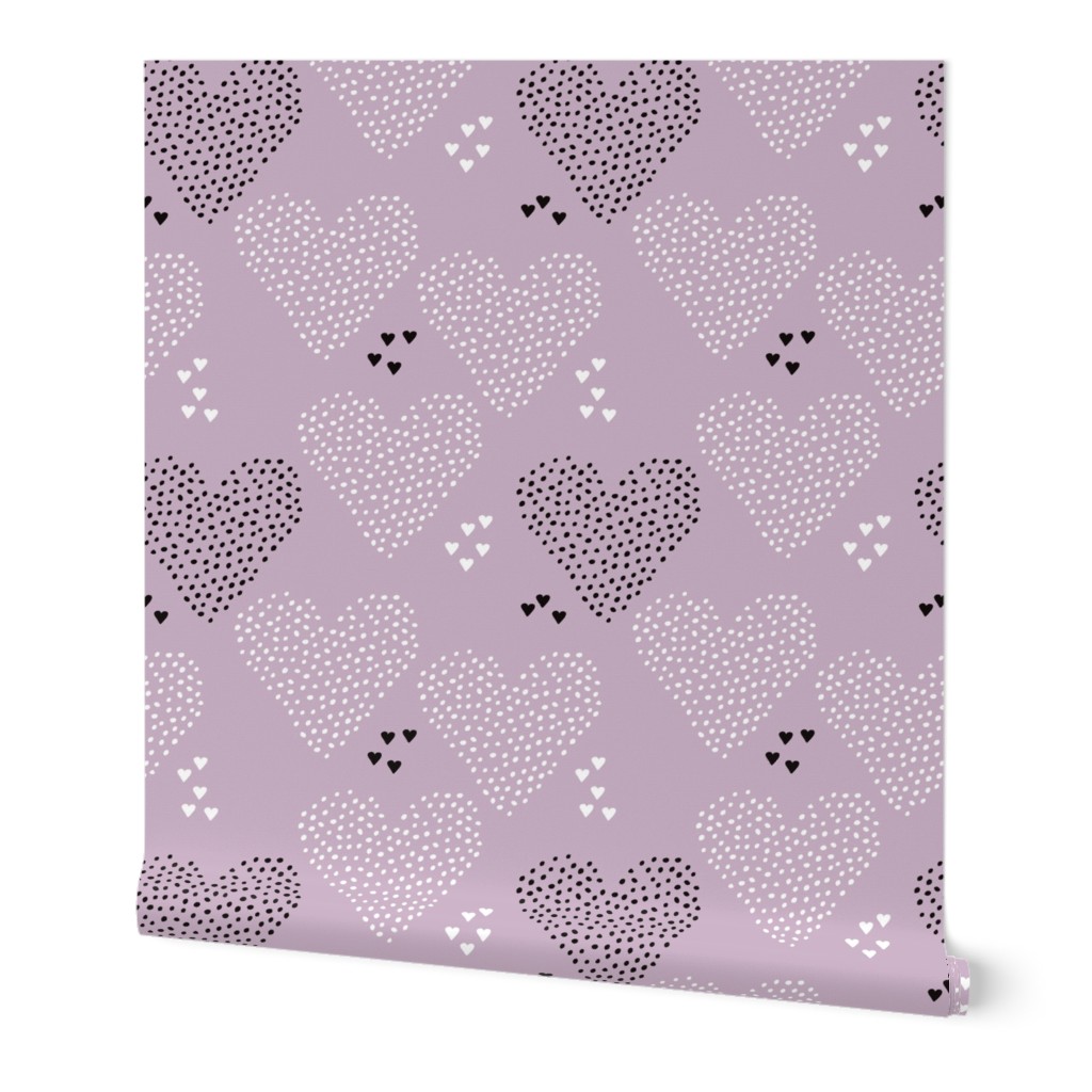 I love you sweet scandinavian style graphic hearts illustration print in violet