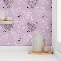 I love you sweet scandinavian style graphic hearts illustration print in violet