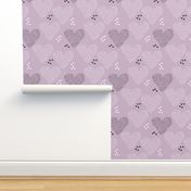 I love you sweet scandinavian style graphic hearts illustration print in violet