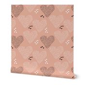 I love you sweet scandinavian style graphic hearts illustration print in gender neutral beige