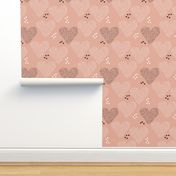 I love you sweet scandinavian style graphic hearts illustration print in gender neutral beige