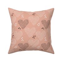 I love you sweet scandinavian style graphic hearts illustration print in gender neutral beige