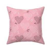 I love you sweet scandinavian style graphic hearts illustration print in pink