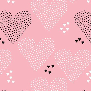 I love you sweet scandinavian style graphic hearts illustration print in pink