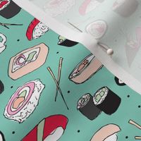 Violet Japanese cherry blossom doodle sushi dinner delicious food illustration pattern