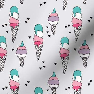 Hot summer colorful violet pink neutral ice cream cone popsicle summer design print for kids