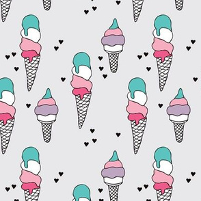 Hot summer colorful violet pink neutral ice cream cone popsicle summer design print for kids