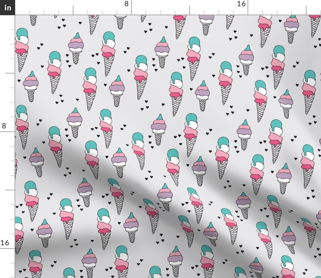 Hot summer colorful violet pink neutral ice cream cone popsicle summer design print for kids