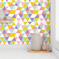 Pastel modern geometric triangle pattern in pink mint violet and mustard