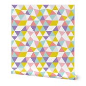 Pastel modern geometric triangle pattern in pink mint violet and mustard