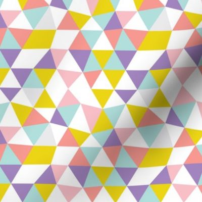 Pastel modern geometric triangle pattern in pink mint violet and mustard