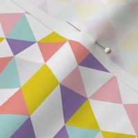 Pastel modern geometric triangle pattern in pink mint violet and mustard