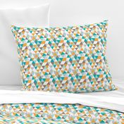 Pastel modern geometric triangle pattern in orange blue and soft gray