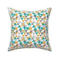 Pastel modern geometric triangle pattern in orange blue and soft gray