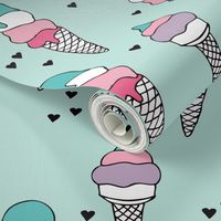 Hot summer colorful blue pink and violet ice cream cone popsicle summer design print for kids