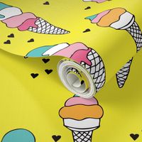 Hot summer yellow ice cream cone summer print for kids