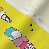 Hot summer yellow ice cream cone summer print for kids