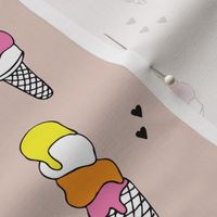 Hot summer colorful yellow pink neutral ice cream cone popsicle summer design print for kids