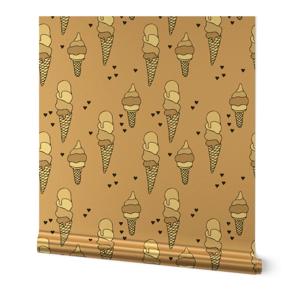 Hot summer beige gender neutral ice cream cone popsicle summer design print for kids