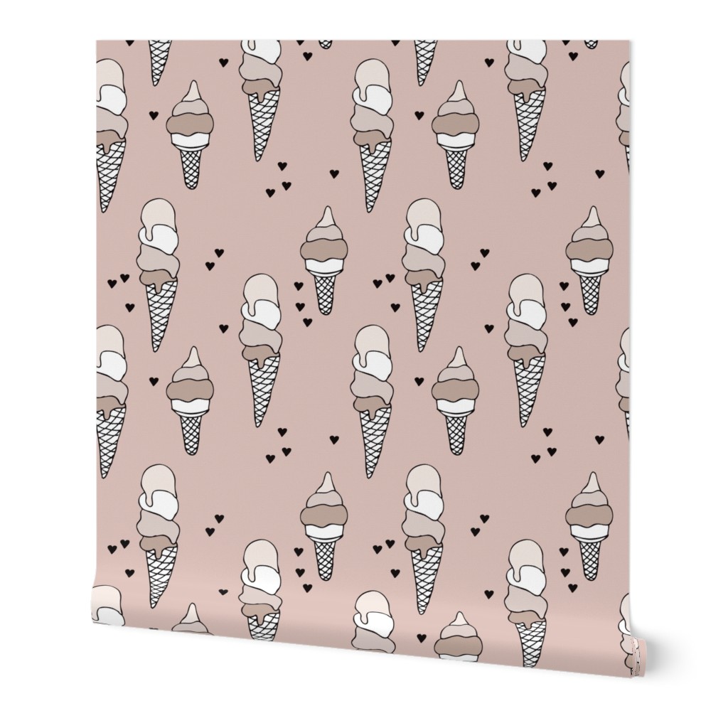 Hot summer beige gender neutral ice cream cone popsicle summer design print for kids