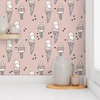 Hot summer beige gender neutral ice cream cone popsicle summer design print for kids