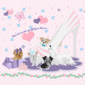  Yorkie, Maltese, Miki, Matching Fabric for Quilt Panel