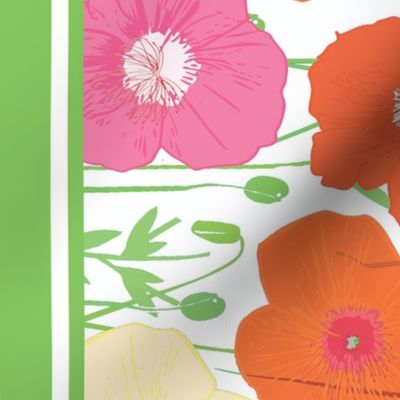 Poppies in bloom border print