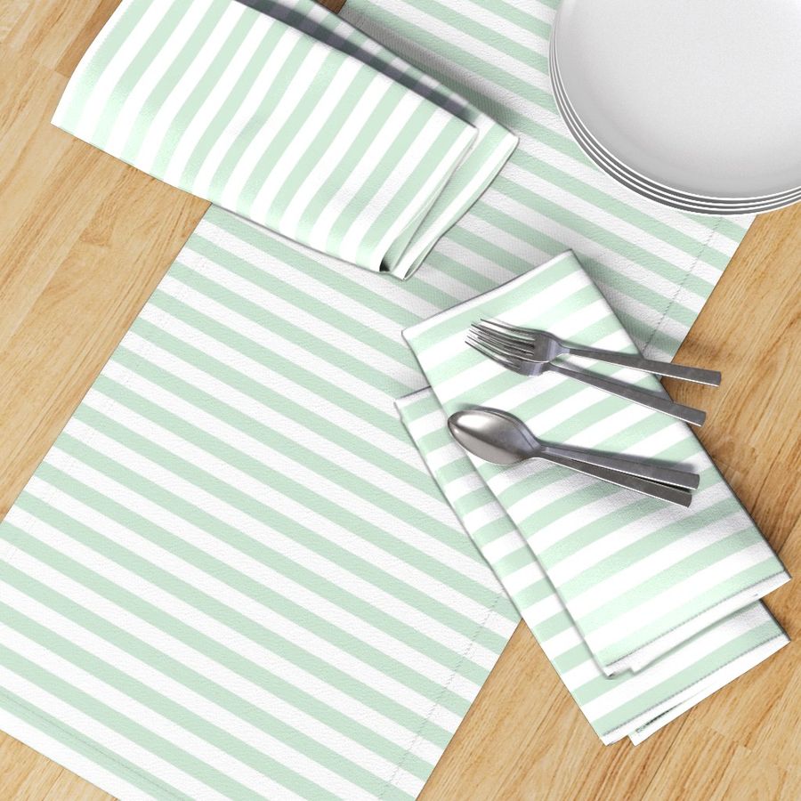 Mint and white stripes half inch