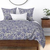 Ditsy Doodle Floral in Indigo Navy & Cream large print