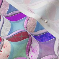 Patchwork Ribbon Ogee Pattern - purple, magenta, blue