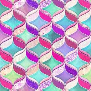 Patchwork Ribbon Ogee Pattern with Pink & Purple